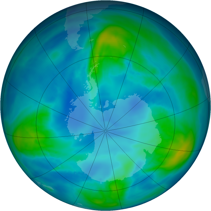Antarctic ozone map for 25 April 2008